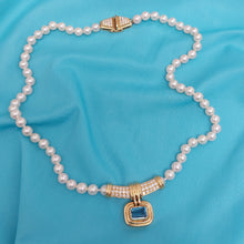 Load image into Gallery viewer, Vintage Aquamarine Diamond and Pearl Necklace
