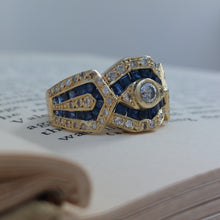 Load image into Gallery viewer, Vintage Art Deco Style Sapphire and Diamond Signet Ring
