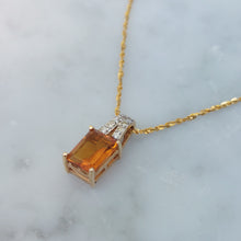 Load image into Gallery viewer, Vintage Citrine and Diamond 14ct Gold Pendant and Chain
