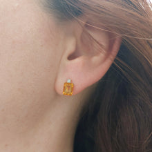 Load image into Gallery viewer, Vintage Citrine and Diamond 14ct Gold Stud Earrings
