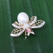 Load image into Gallery viewer, Vintage Diamond and Pearl Bumblebee Brooch
