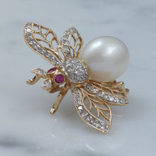 Load image into Gallery viewer, Vintage Diamond and Pearl Bumblebee Brooch
