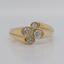 Load image into Gallery viewer, Vintage Four Stone Diamond Crossover Gold Ring
