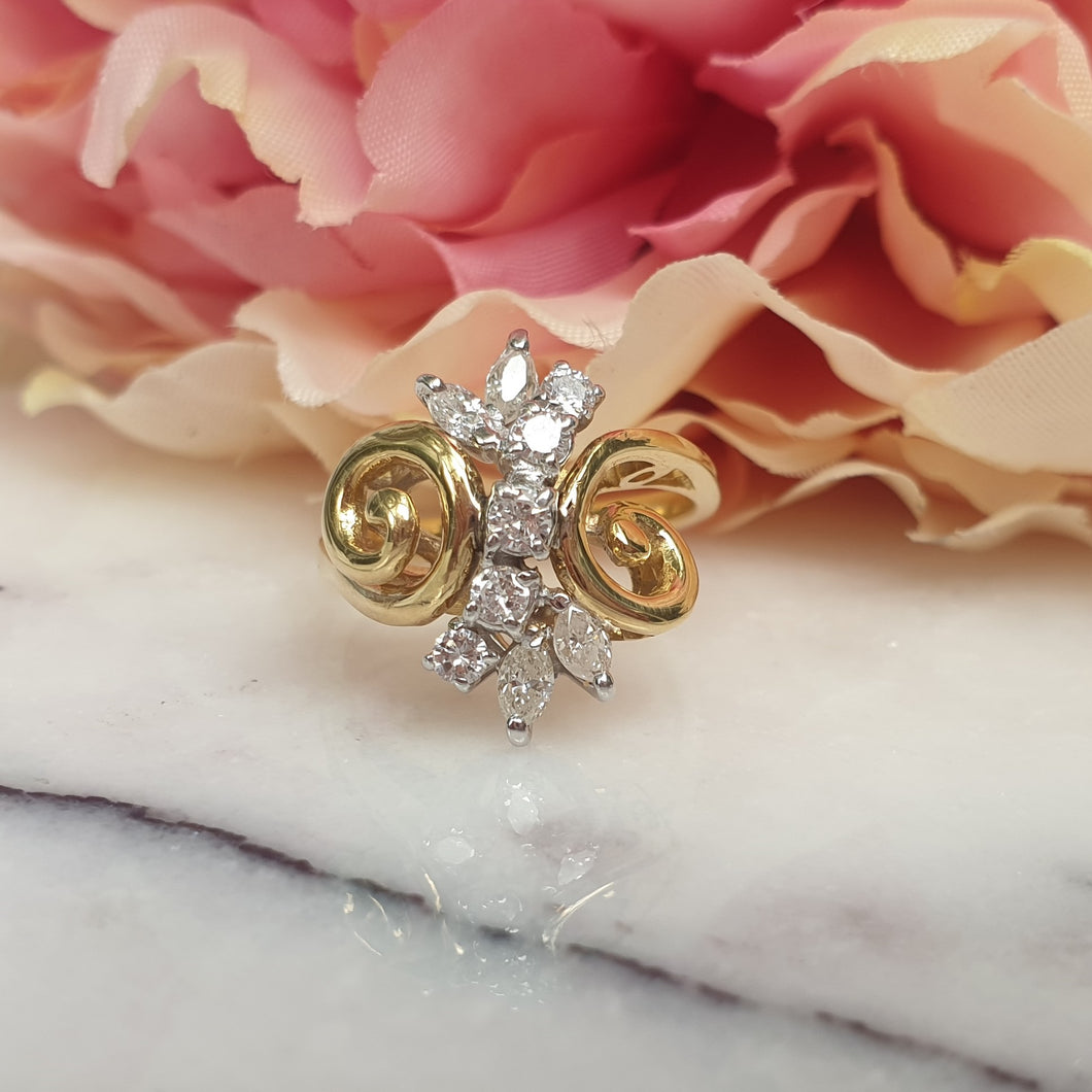 Vintage Marquise and Brilliant Cut Diamond Dress Ring