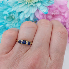 Load image into Gallery viewer, Vintage Sapphire and Old Cut Diamond Seven Stone Ring
