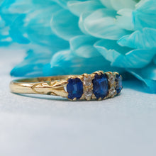 Load image into Gallery viewer, Vintage Sapphire and Old Cut Diamond Seven Stone Ring
