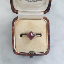 Load image into Gallery viewer, Vintage Square Cabochon Garnet 9ct Gold Ring

