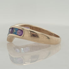 Load image into Gallery viewer, Wishbone Vintage Blue Topaz and Amethyst Ring
