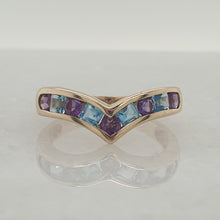 Load image into Gallery viewer, Wishbone Vintage Blue Topaz and Amethyst Ring
