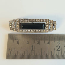 Load image into Gallery viewer, Art Deco Antique Onyx and Paste Silver Brooch
