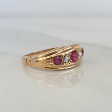 Load image into Gallery viewer, Art Deco Antique Ruby and Old Cut Diamond 18ct Gold Ring
