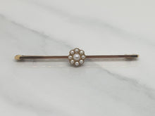 Load image into Gallery viewer, Antique Pearl Cluster 15ct Gold Bar Brooch
