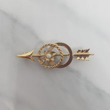 Load image into Gallery viewer, Antique Art Deco Arrow Pearl Set Brooch in 9ct Gold
