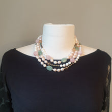 Load image into Gallery viewer, Rose Quartz, Chrysoprase, Citrine and Pearl Opera Rope Necklace
