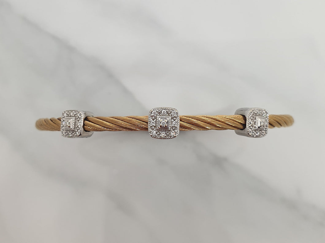 Philippe CHARRIOL Diamond Rose Steel and White Gold Bangle Bracelet